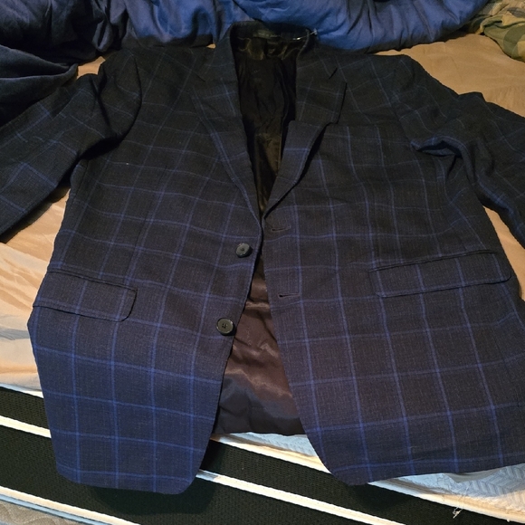 Calvin Klein Navy Plaid Blazer